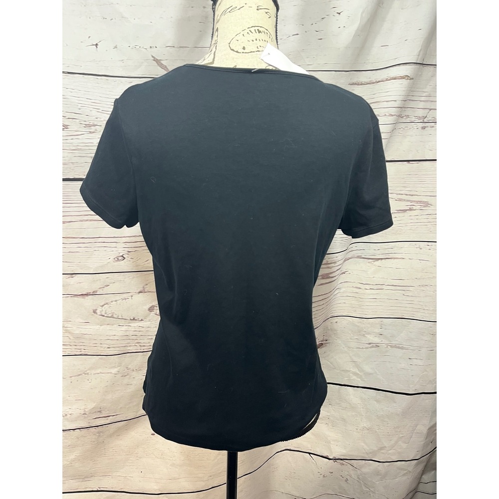 Croft & Barrow Womens Black 100% Pima Cotton Short Sleeve Crew Neck Tee Size M - Picture 3 of 3